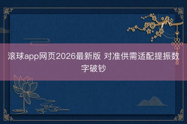 滚球app网页2026最新版 对准供需适配提振数字破钞